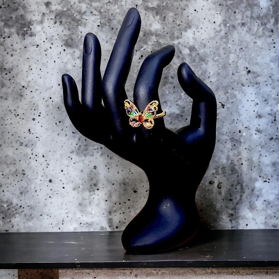 Enchanting Butterfly Dreams: Handcrafted Ring of Elegance, Featuring Vibrant Gemstones, Nature-Inspired Artistry