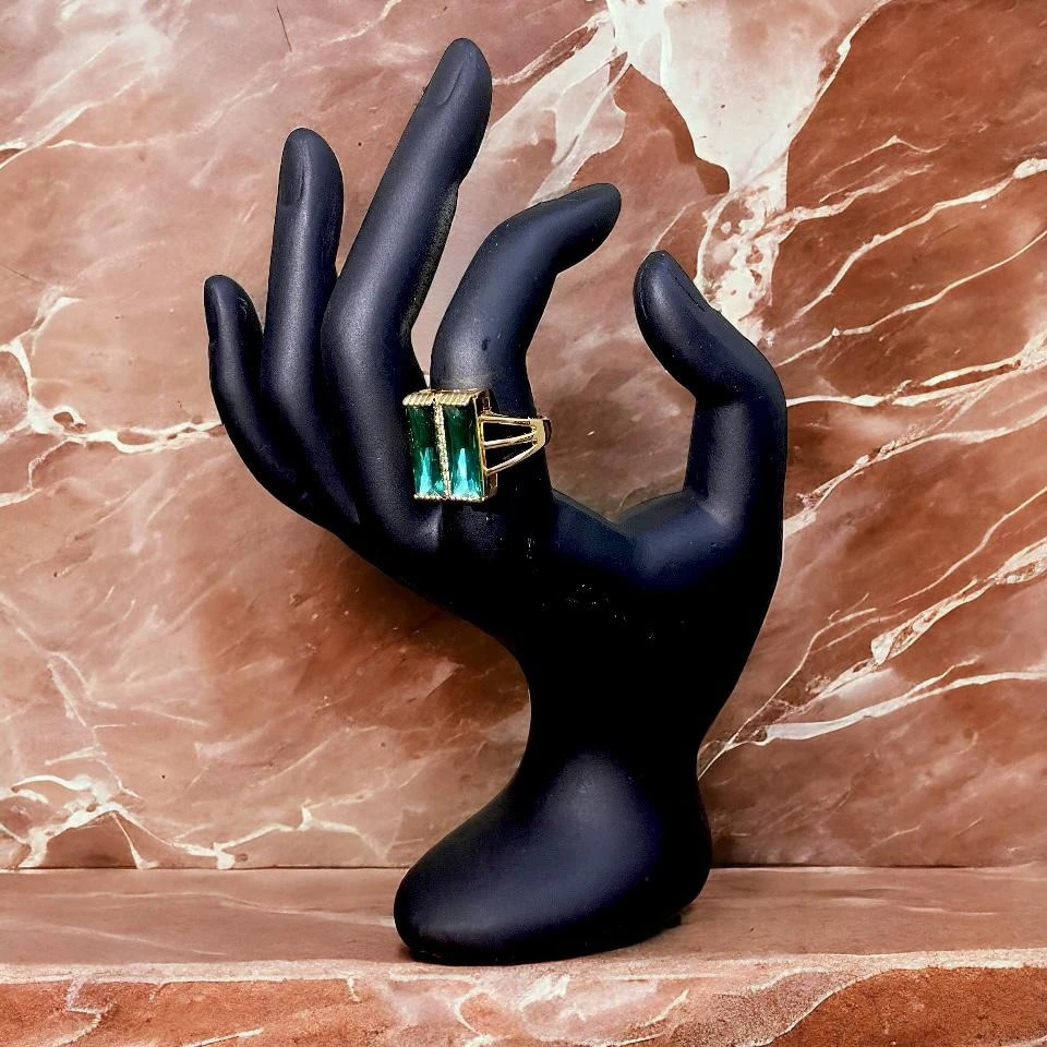 Stellar Serenity: Exceptional Ring Design Featuring Two Gemstones and Delicately Set Accent Stone, Symbolizing Elegance and Harmony
