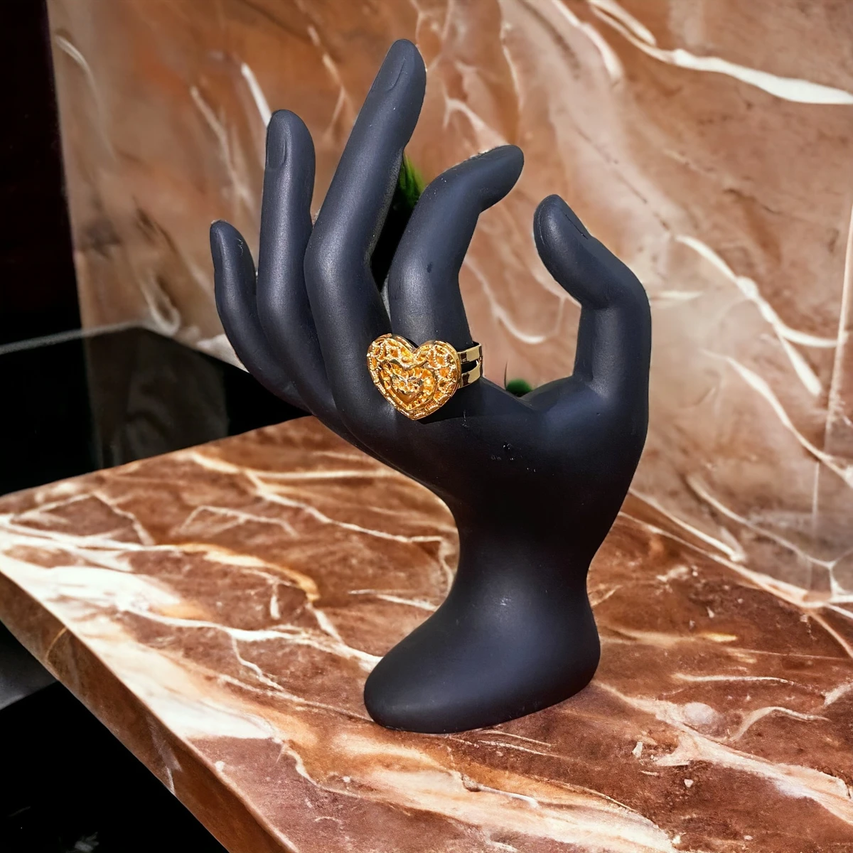 Enchanted Elegance: Exquisitely Crafted Ring with Hollow Heart Design, Symbolizing Love's Endless Embrace