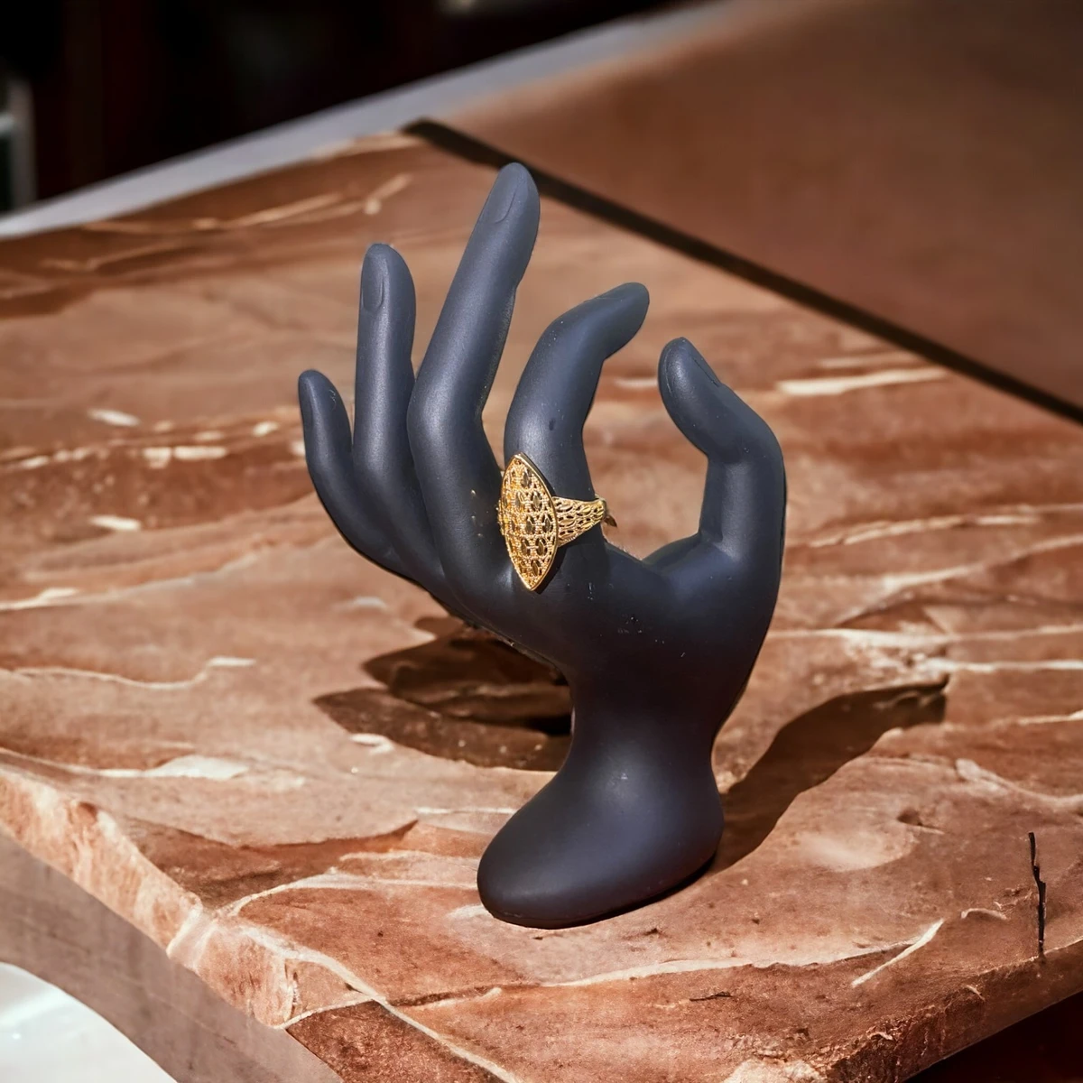 Golden Elegance Embodied: Intricately Designed Abstract Patterned Ring of Timeless Beauty