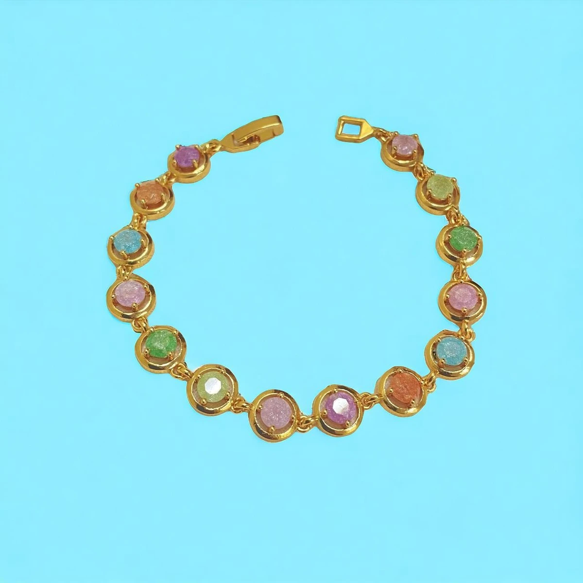 Radiant Harmony: A Multicolored Gemstone Bracelet of Captivating Design