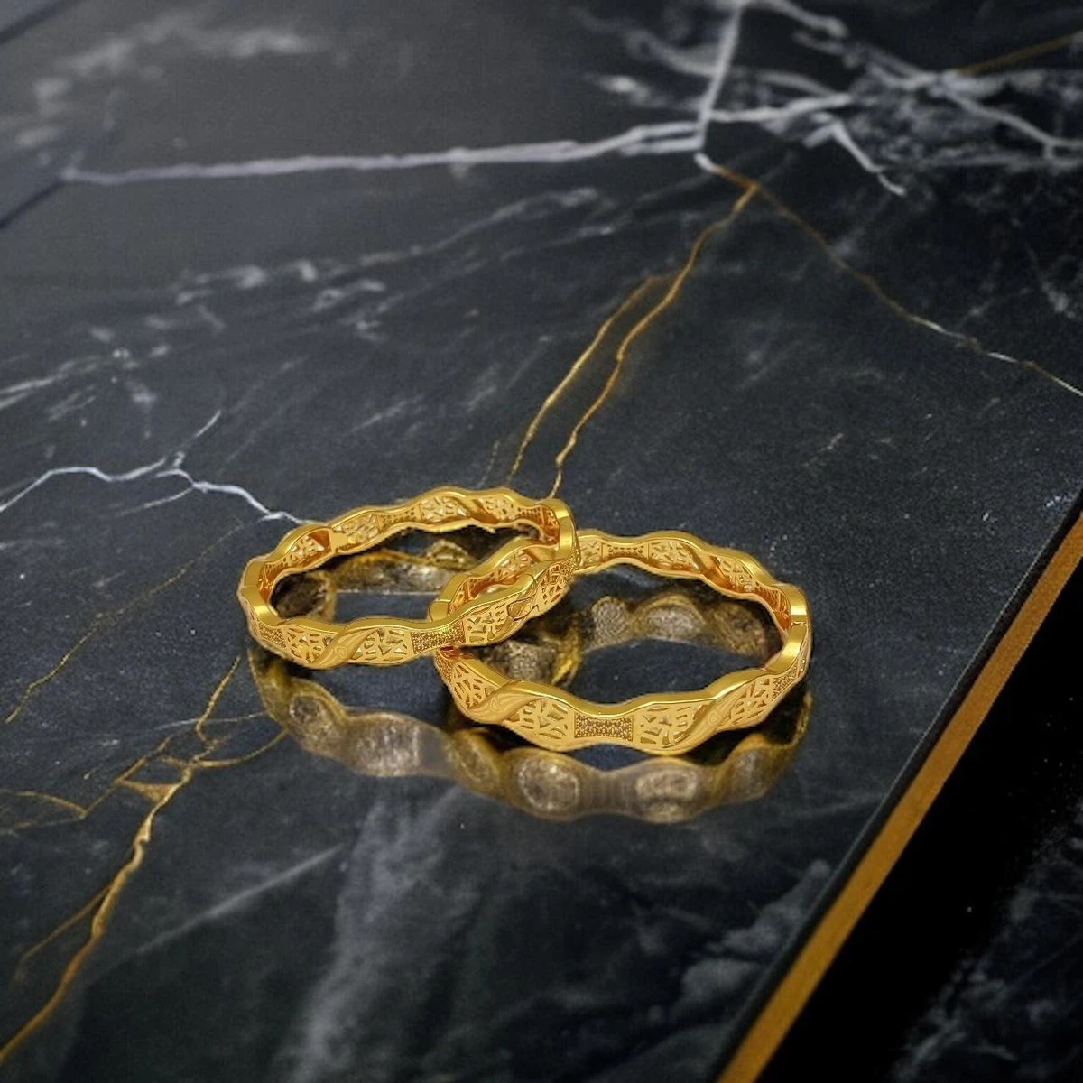 Lustrous Luminary: An Exquisite Bangle Resplendent with Intricate Designs, Radiating Timeless Elegance and Sophistication
