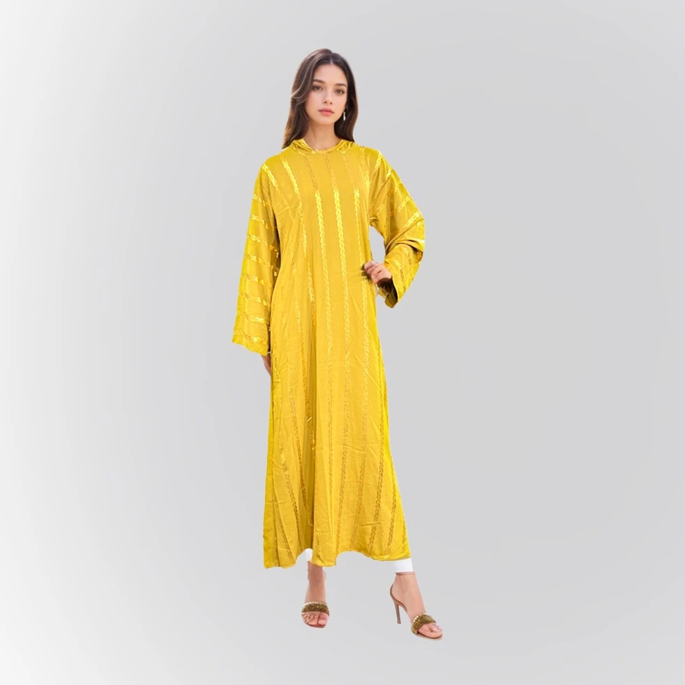 Elegant Maxi Dress with Subtle Striped Embroidery: Timeless and Graceful Design