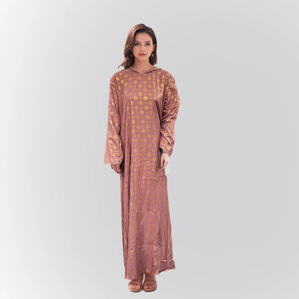 Graceful Maxi Dress with Stylish Golden Patterns for a Timeless Appeal
